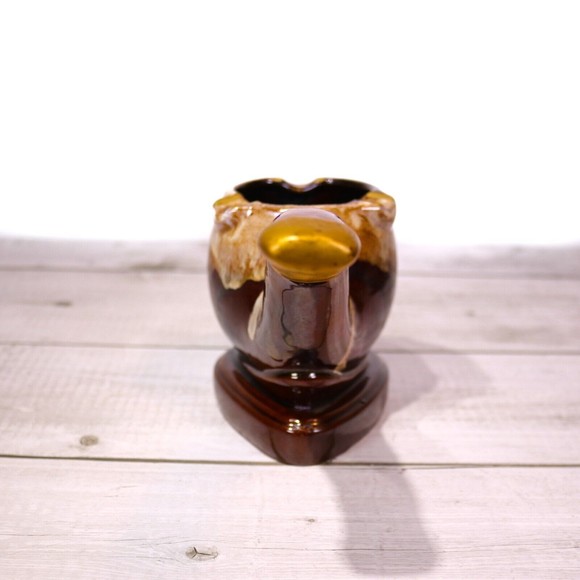 PIPE ASHTRAY Drip Glaze Vintage TOBACCO Brown Drip w Gold Trim Napco Artmark - Picture 5 of 10